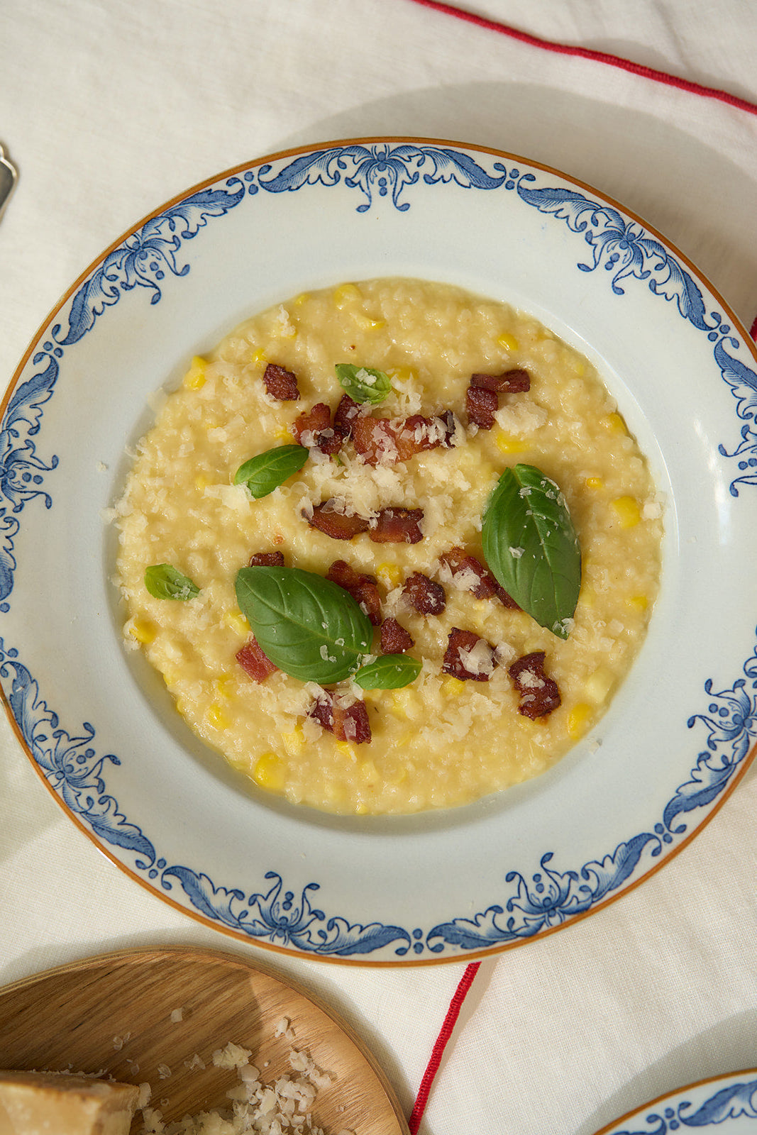 Sweet Corn Rice Grits Risotto with Bacon