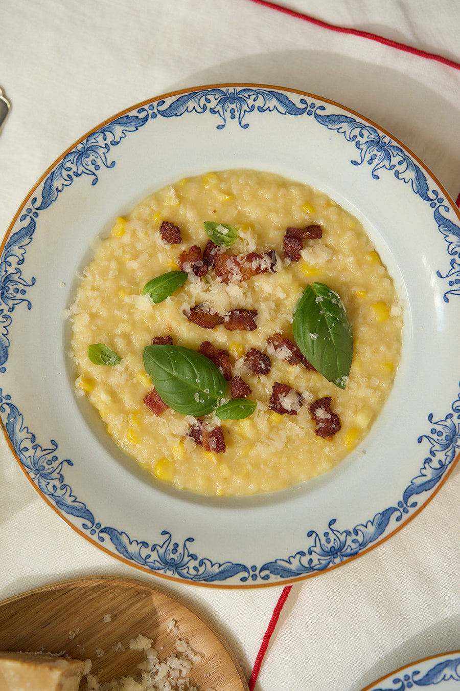 Sweet Corn Rice Grits Risotto with Bacon