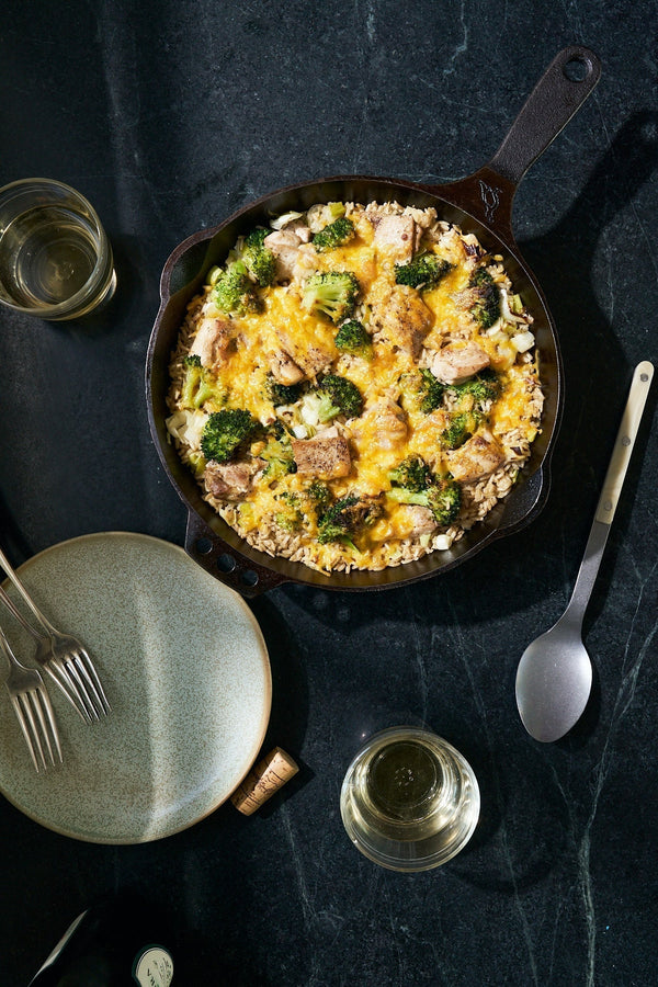 Cheesy Chicken, Broccoli & Brown Rice Skillet
