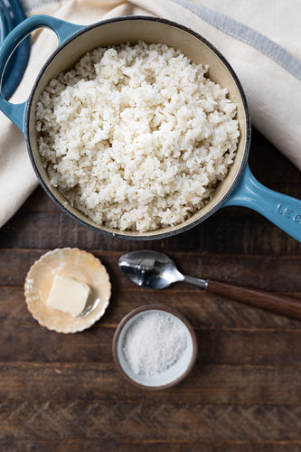 Bowl of simple steamed rice grits