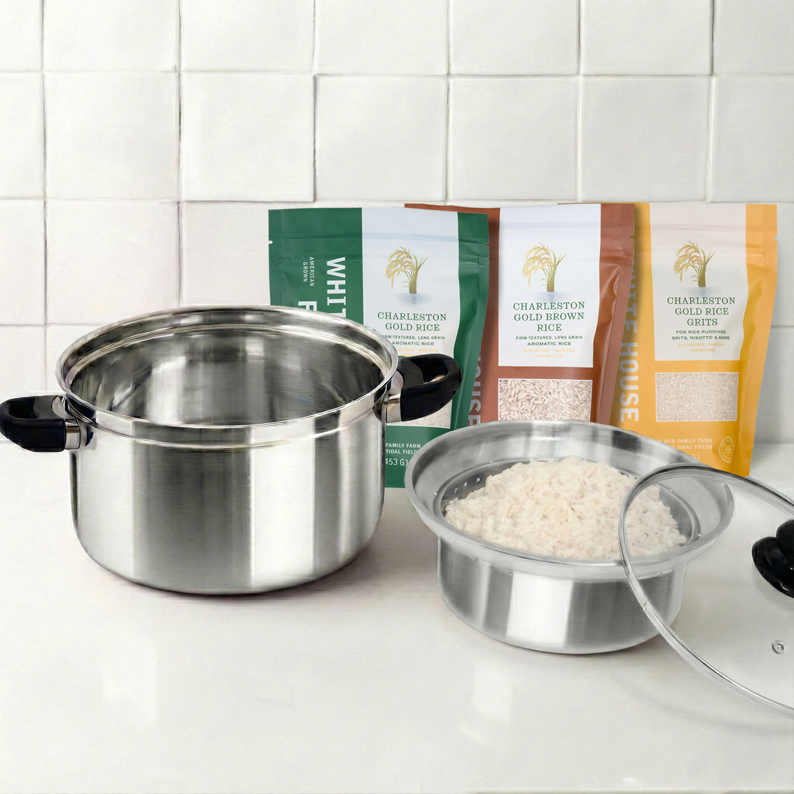 The White House Farms  Pot of Charleston Gold Rice Steamer Bundle